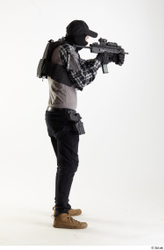 Whole Body Weapons-Rifle Man Pose with machine rifle White Army Athletic Bearded Studio photo references